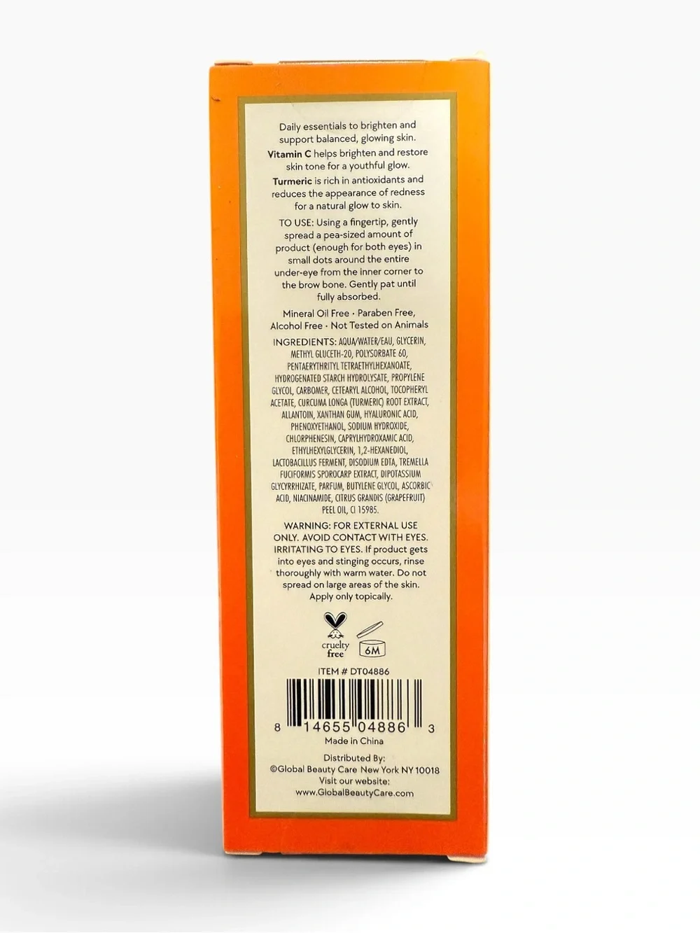 Global Beauty Care Vitamin C Glow Brightening Eye Cream with Turmeric - 15ml NIB